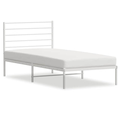 Metal Bed Frame without Mattress with Headboard White 75x190cm