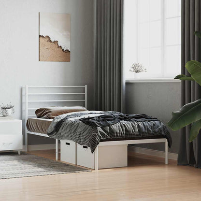 Metal Bed Frame without Mattress with Headboard White 80x200cm