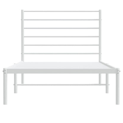 Metal Bed Frame without Mattress with Headboard White 100x190cm
