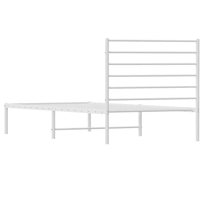 Metal Bed Frame without Mattress with Headboard White 100x190cm