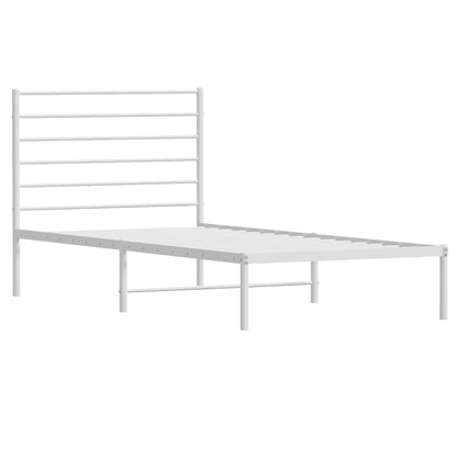 Metal Bed Frame without Mattress with Headboard White 100x200cm