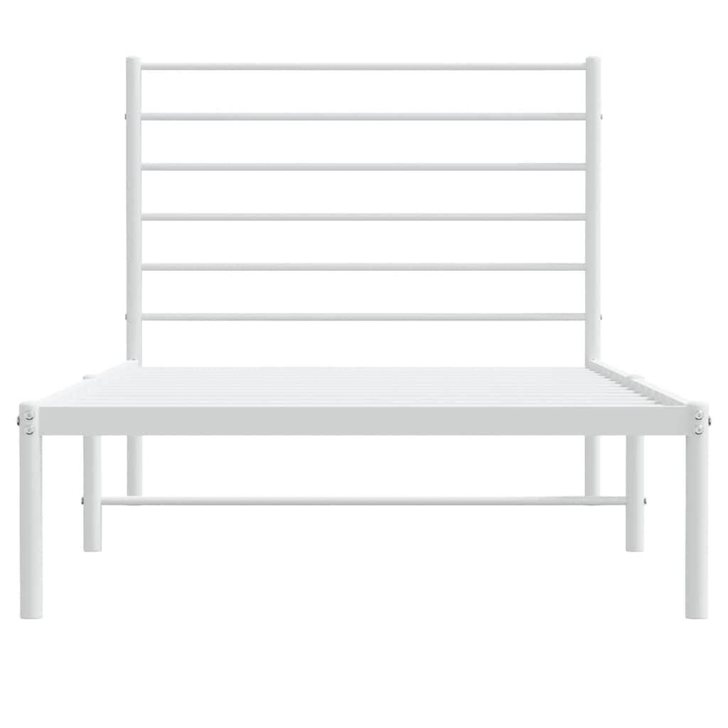 Metal Bed Frame without Mattress with Headboard White 100x200cm
