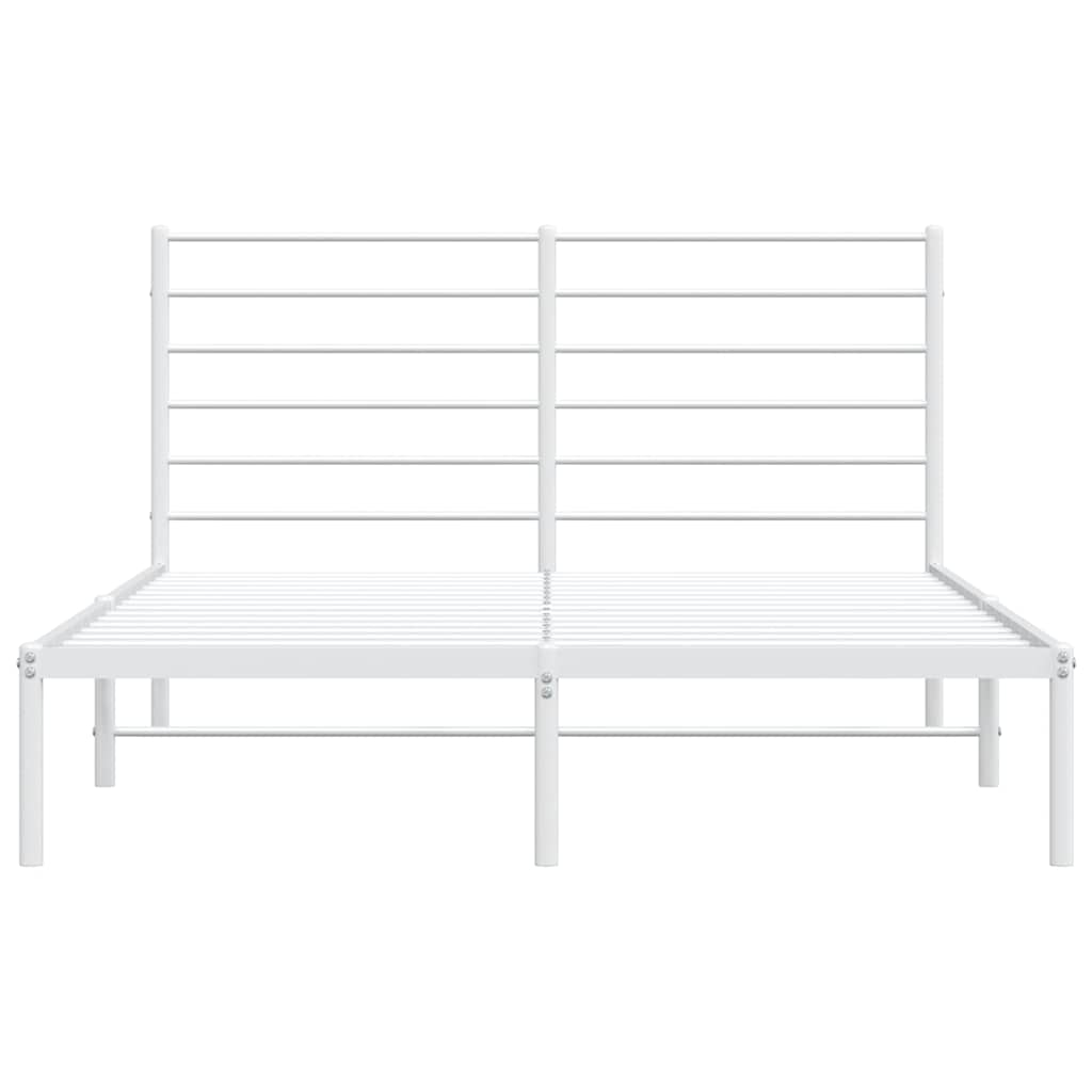 Metal Bed Frame without Mattress with Headboard White 120x190cm