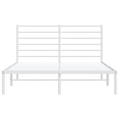 Metal Bed Frame without Mattress with Headboard White 120x190cm