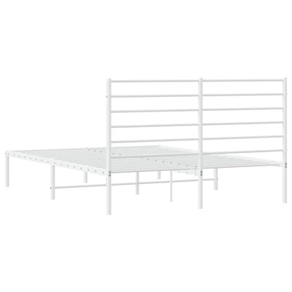 Metal Bed Frame without Mattress with Headboard White 120x200cm