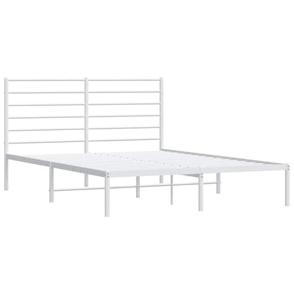 Metal Bed Frame without Mattress with Headboard White 140x190cm