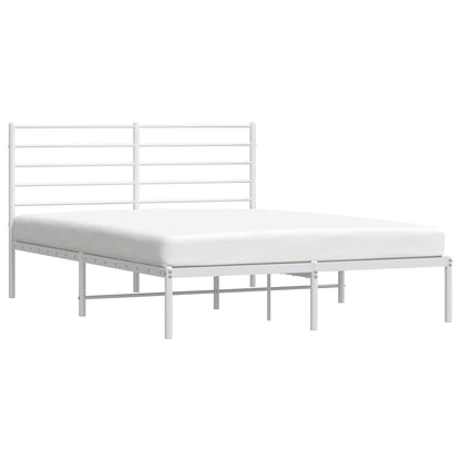 Metal Bed Frame without Mattress with Headboard White 140x190cm