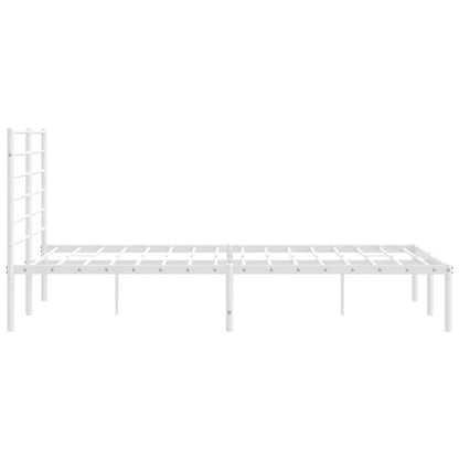 Metal Bed Frame without Mattress with Headboard White 140x190cm