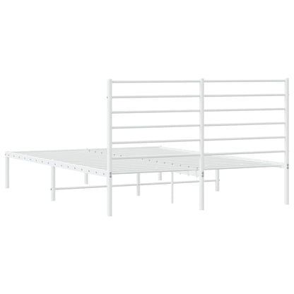 Metal Bed Frame without Mattress with Headboard White 140x190cm