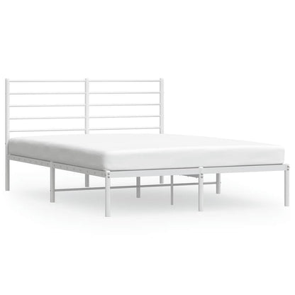 Metal Bed Frame without Mattress with Headboard White 160x200cm