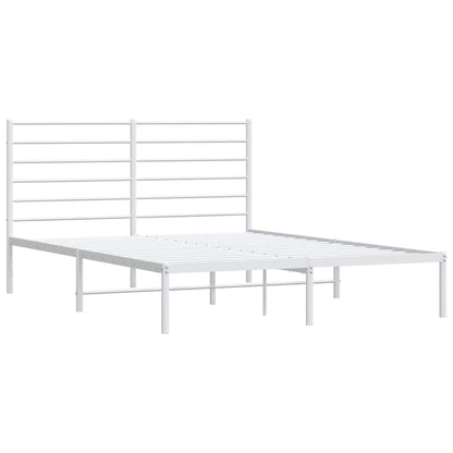 Metal Bed Frame without Mattress with Headboard White 160x200cm
