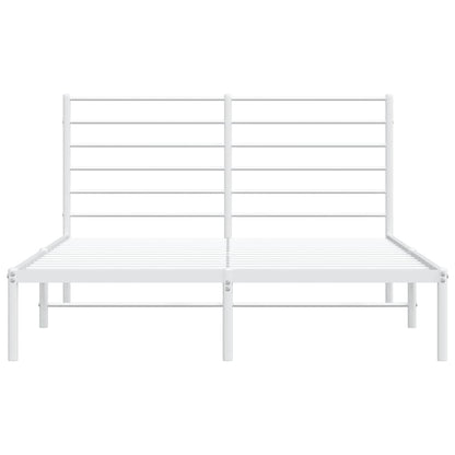 Metal Bed Frame without Mattress with Headboard White 160x200cm