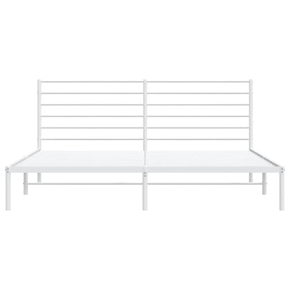 Metal Bed Frame without Mattress with Headboard White 180x200cm