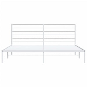 Metal Bed Frame with Headboard White 180x200 cm Super King