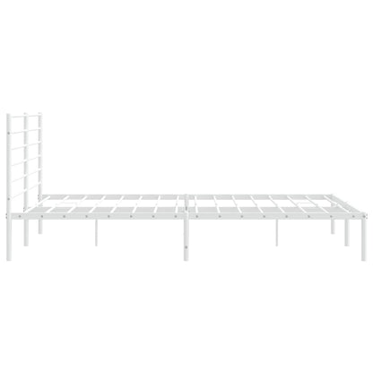 Metal Bed Frame without Mattress with Headboard White 180x200cm