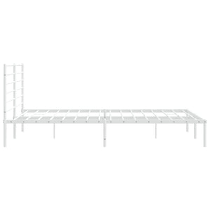 Metal Bed Frame with Headboard White 180x200 cm Super King