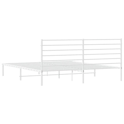 Metal Bed Frame without Mattress with Headboard White 180x200cm