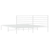 Metal Bed Frame with Headboard White 180x200 cm Super King