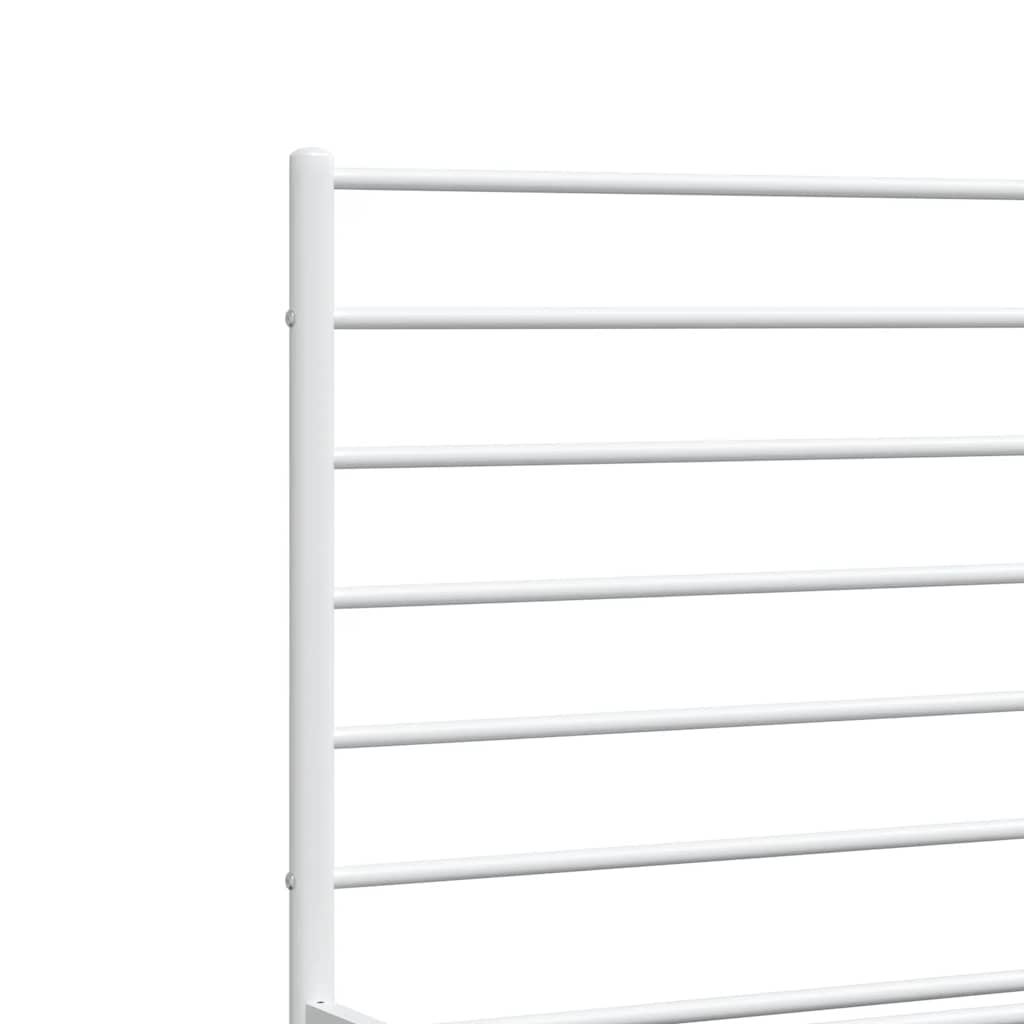 Metal Bed Frame without Mattress with Headboard White 180x200cm