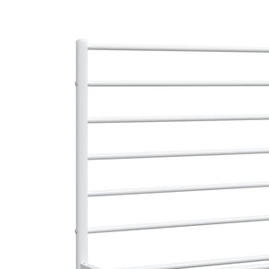 Metal Bed Frame with Headboard White 180x200 cm Super King