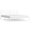 Metal Bed Frame without Mattress with Headboard White 183x213cm