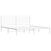 Metal Bed Frame without Mattress with Headboard White 183x213cm