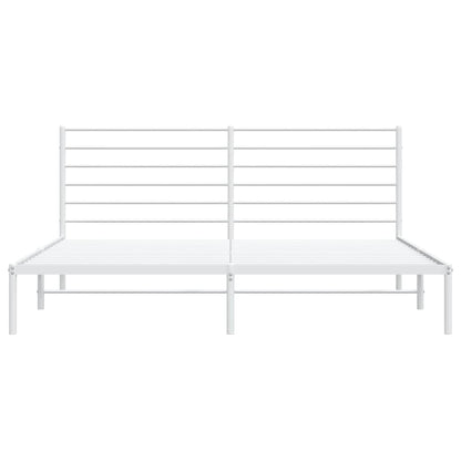 Metal Bed Frame without Mattress with Headboard White 183x213cm