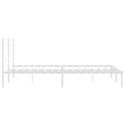 Metal Bed Frame without Mattress with Headboard White 183x213cm