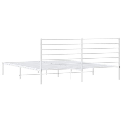 Metal Bed Frame without Mattress with Headboard White 183x213cm