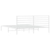 Metal Bed Frame without Mattress with Headboard White 183x213cm