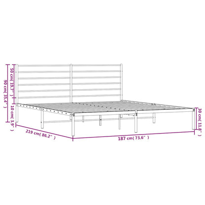 Metal Bed Frame without Mattress with Headboard White 183x213cm