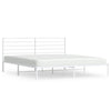 Metal Bed Frame without Mattress with Headboard White 193x203cm