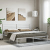 Metal Bed Frame without Mattress with Headboard White 193x203cm