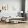 Metal Bed Frame without Mattress with Headboard White 193x203cm