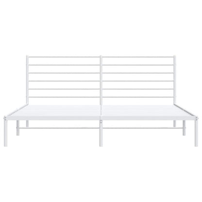 Metal Bed Frame without Mattress with Headboard White 200x200cm