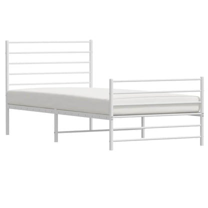 Metal Bed Frame without Mattress with Footboard White 90x190cm