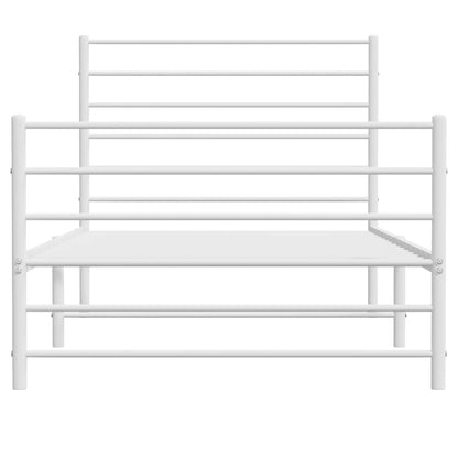 Metal Bed Frame without Mattress with Footboard White 90x190cm
