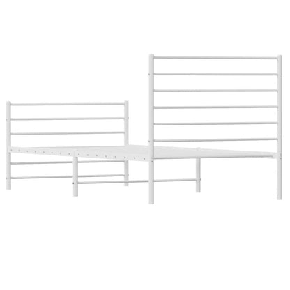 Metal Bed Frame without Mattress with Footboard White 90x190cm