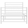 Metal Bed Frame without Mattress with Footboard White 100x190cm