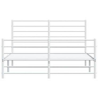 Metal Bed Frame without Mattress with Footboard White 120x190cm
