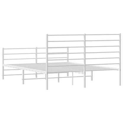 Metal Bed Frame without Mattress with Footboard White 120x190cm