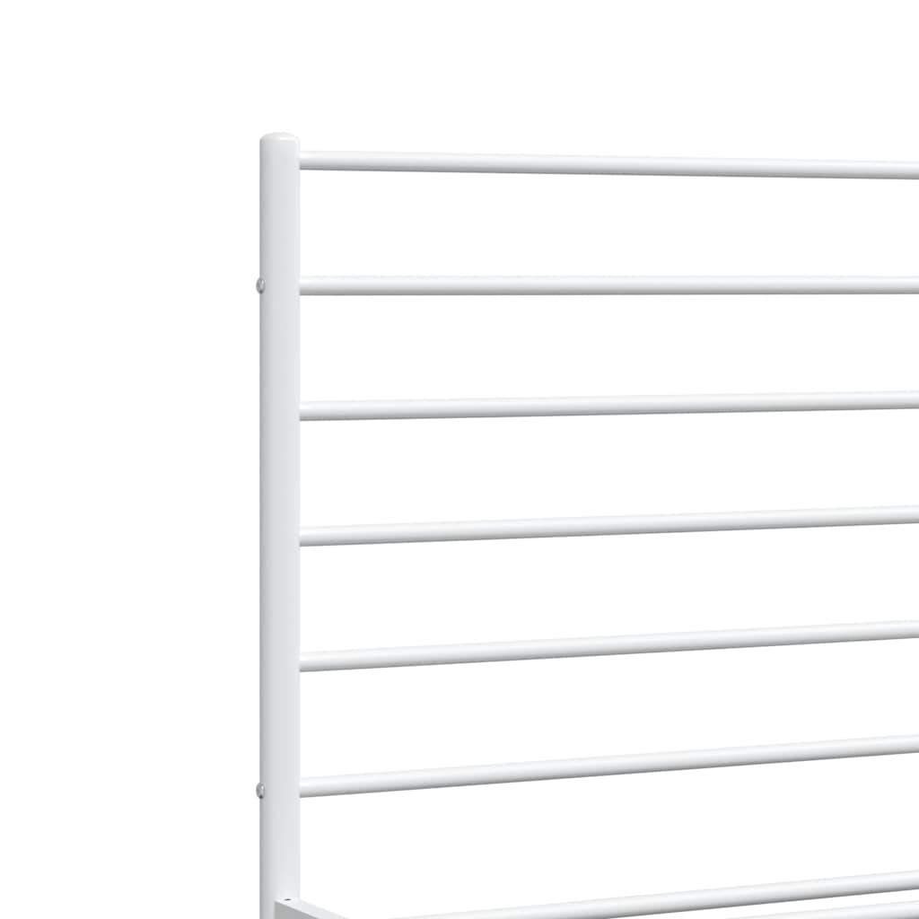 Metal Bed Frame without Mattress with Footboard White 120x190cm