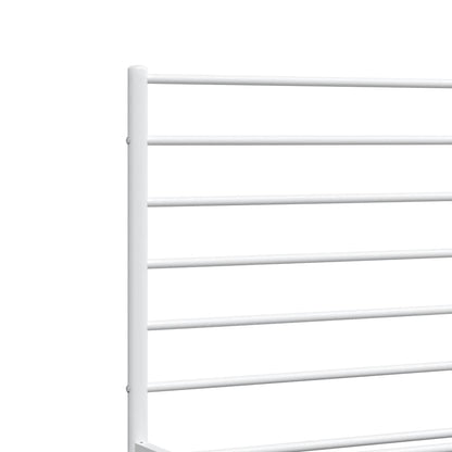 Metal Bed Frame without Mattress with Footboard White 120x190cm