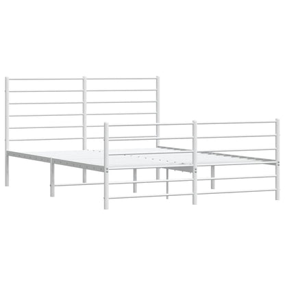 Metal Bed Frame without Mattress with Footboard White 120x200cm
