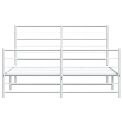 Metal Bed Frame without Mattress with Footboard White 120x200cm