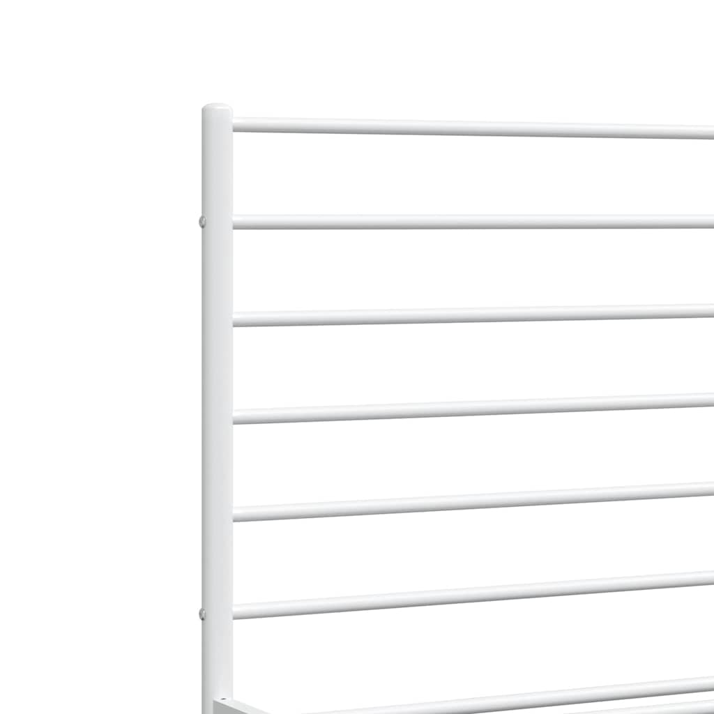 Metal Bed Frame without Mattress with Footboard White 150x200cm