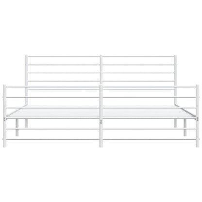 Metal Bed Frame without Mattress with Footboard White 183x213cm