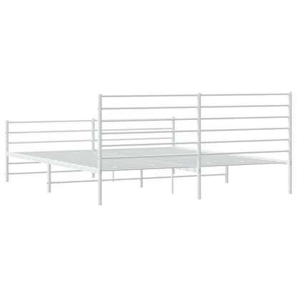 Metal Bed Frame without Mattress with Footboard White 183x213cm