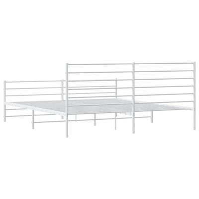 Metal Bed Frame without Mattress with Footboard White 72"x83.9"