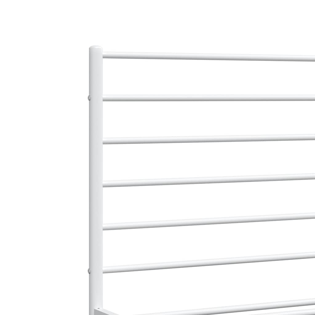 Metal Bed Frame without Mattress with Footboard White 193x203cm
